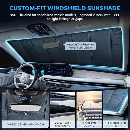Windshield Sun Shade for Dodge Ram 2500/3500 2019-2026 Foldable | Custom Fit, Accordion Folding Design, Car Front Window Sunshade, Sunshield Sun Visor Protector, Blocks UV, Car Accessories - Image 2