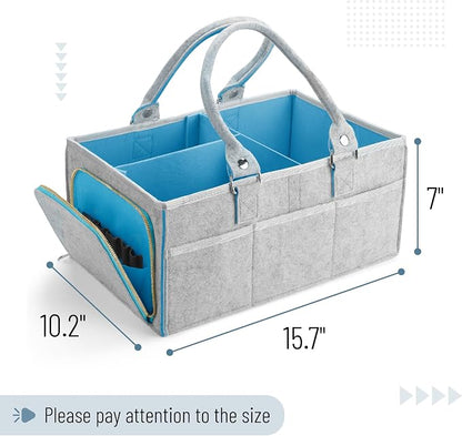 Mr. Pen- Baby Diaper Caddy Organizer, Gray, Blue Inside | Nursery Storage Bin and Car Organizer for Diapers and Baby Wipes - Image 2