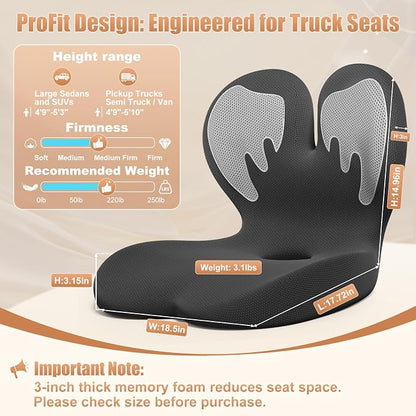 Thick Car Seat Cushion with Lumbar Support for Long Driving, Ergonomic Memory Foam Office Chair Cushion for Sciatica, Tailbone & Lower Back Relief, Ideal Gift for Drivers & Office Workers (White) - Image 2