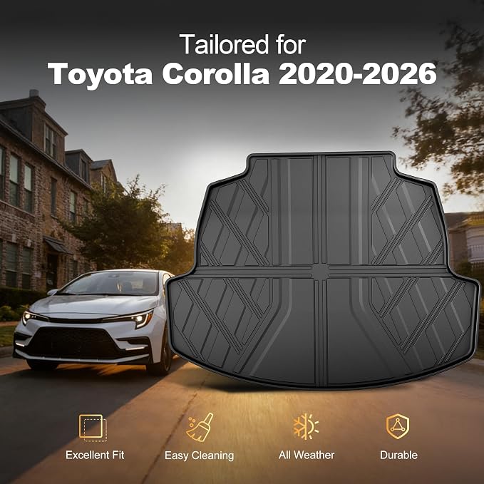 2020-2026 Corolla Cargo Liner - AOMSAZTO Custom Fit Trunk Mat Compatible with Toyota Corolla Sedan & Corolla Hybrid 2020 2021 2022 2023 2024 2025 2026 Cargo Mat (Not for Hatchback) - Image 2