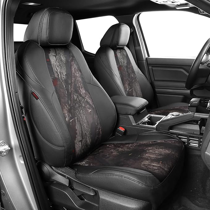 EKR Tacoma Leather Car Seat Covers Custom Fit for Toyota Tacoma 2012 2013 2014 2015 (Regular Seats) - Truck Seat Covers Full Set,Faux Leather(Black/Woodland Camo) by EKR