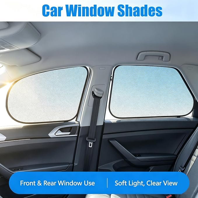 2 Pack Car Window Shades, Mesh Static Adsorption Side Window Sunshade, Anti-UV Glare Heat Protection, Foldable Universal Fit for Cars SUV Van，After - Image 2