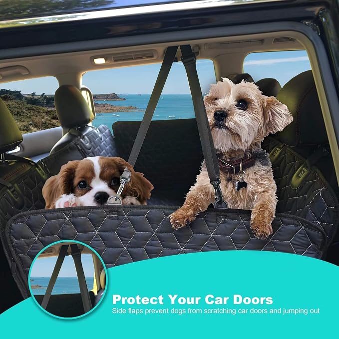 Meginc Dog Car Seat Cover for Back Seat, 60" Waterproof Dog Car Hammock with Mesh Window and Side Flaps, 600D Oxford Fabric Pet Seat Protector for Cars, SUVs & Mid-Size Trucks, Black - Image 4