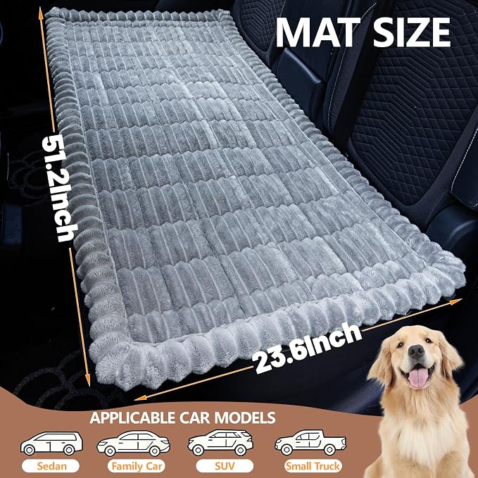 Dog Car Seat Waterproof Bed Cover Back Seat Light Grey 23.6”x51” | Nonslip Soft Comfortabl Pet Bed Mat Car Blanket for Travel Backseat Extender Seat Covers Dog Bed for Cars Trucks and SUVs - Image 4