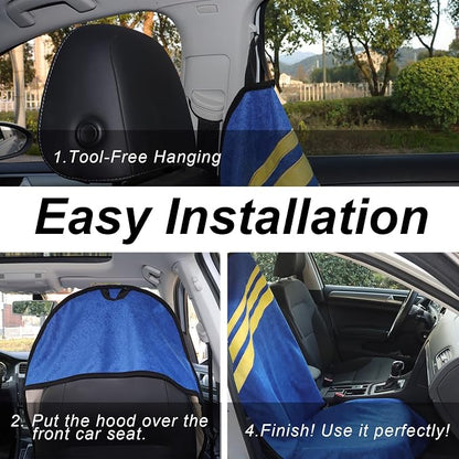 Sweat Towel Car Seat Cover Protector Front Seats for Gym Workout, Running, Swimming, Beach and Hiking, Waterproof Universal Seat Cover for Car, Trucks, Van & SUV (1, Blue/Yellow, Front) - Image 2