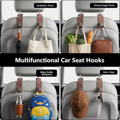 Purse Hook for Car Seat Headrest, Suede Car Purse Hook, Heavy Duty Car Hook Organizer for Handbags, Grocery Bags & Backpacks, Universal Car Hooks for SUV Truck Interior(Brown,2pcs) - Image 7