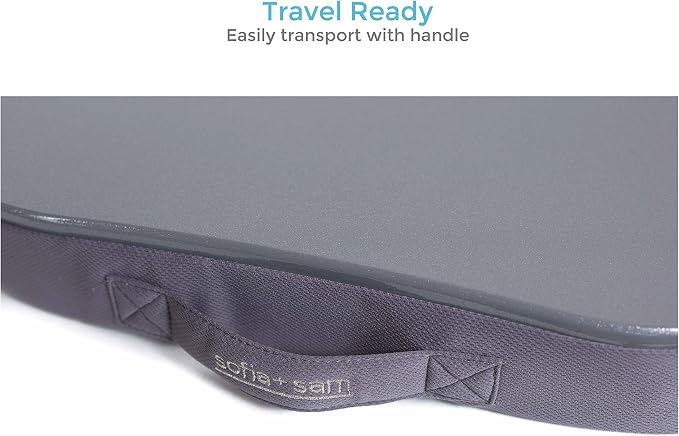 Sofia + Sam Mini Lap Desk with Memory Foam Cushion | Handle | Fits Laptops Up to 15" | Work from Home | Silver | Portable Travel Desk | Reading Writing and Coloring - Image 4