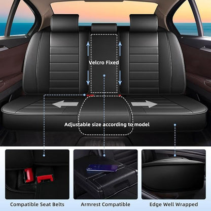Car Seat Covers Fit for Subaru Outback 2007-2026 Full Set | Faux Leather Waterproof Automotive Seat Protectors,Compatible with Airbags,Easy to Install,5 Seats Black - Image 2