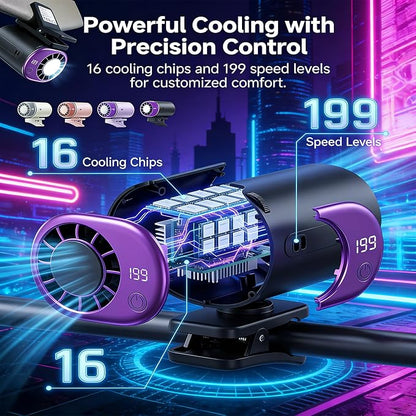 Car Clip on Air Conditioner Fan with Led Display 360° Rotation | 199-Speed Car Clip on Air Conditioner Fan, 16°C Semi-Conductor Cooling, for Vehicle, Office, Outdoor Use - Image 2