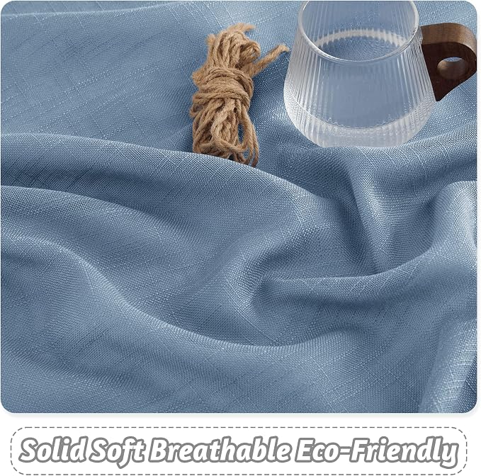 RYB HOME Semi Sheer Curtains 95 inches Long for Living Room Windows | Sunlight Filtering, Privacy Protect, Soft & Vertical, Rod Pocket Drapes, for Bedroom Dining, Blue Haze, W52 x L95, 2 Panels - Image 3