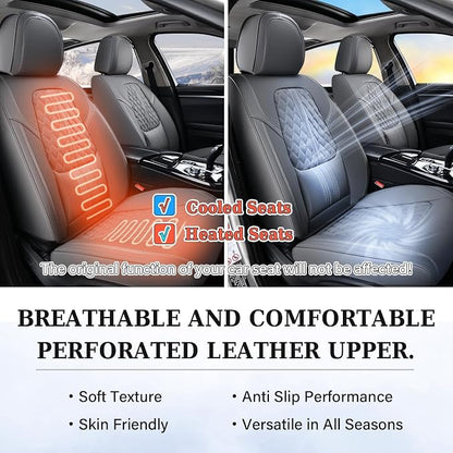 Coverado Car Seat Covers Full Set, Automotive Front and Rear Seat Covers with Backrest, Nappa Leather Car Seat Protectors Waterproof, Universal for Most Vehicles,Gray - Image 5