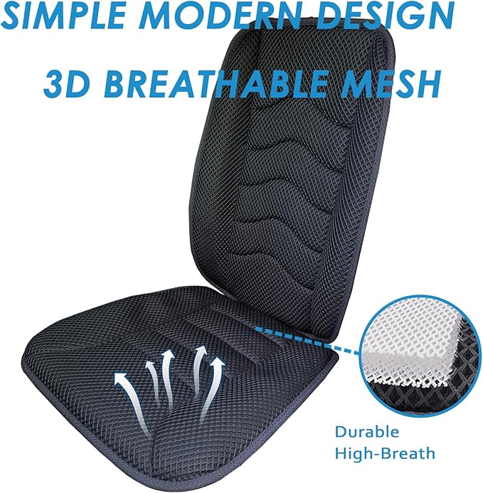 AEROiVi Car Seat Cushion with Back Support Pillow Breathable Mesh Non-Slip | Lumbar Support Car Seat Cushion for Long Sitting Comfort Seat Protector Pad Works with Truck SUV Quick Drying Washable - Image 4