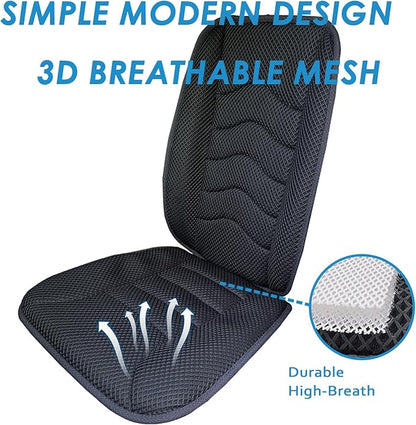 AEROiVi Car Seat Cushion with Back Support Pillow Breathable Mesh Non-Slip | Lumbar Support Car Seat Cushion for Long Sitting Comfort Seat Protector Pad Works with Truck SUV Quick Drying Washable - Image 4