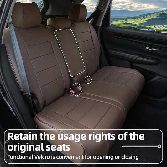 Lolcar CRV Seat Covers Custom Fit for Honda CRV 2023 2024 2025 2026 Leather Car Seat Cover Full Set for Trucks SUV,Waterproof Car Seat Cushion,Faux Leather(Coffee) - Image 2