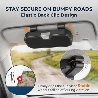 Sunglass Holder for Car Visor Clip, Sunglasses Case for Car Sun Visor Glasses Storage Box, Vehicle Visor Accessories Sun Glasses Holder, Universal for Most Cars (Black) - Image 4