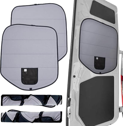 Living in a Bubble Insulated Blackout Rear Window Covers (Pair) for Mercedes Sprinter Van Year 2019-2026, VS30 (Full Metal Door - Bare Metal Frame) by LivinginaBubble