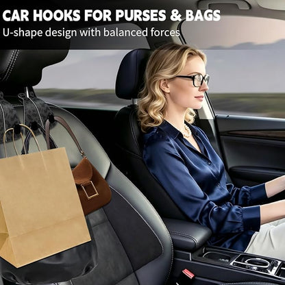XIANGYUAN 2PCS PU Leather Car Seat Back Storage Headrest Hook,Purse Holder Bags Hanger,Women Car Accessories Organization(Black Leopard Print) - Image 6