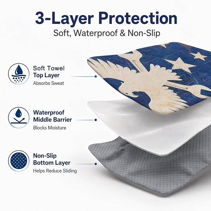 Car Seat Towel Cover 2 Pack for Front Seats, Sweat Absorbent Car Seat Protector with Non-Slip Backing, Waterproof Towel Car Seat Covers for Runners, Gym, Swimming, Beach, Pets, Mechanic Eagle - Image 3