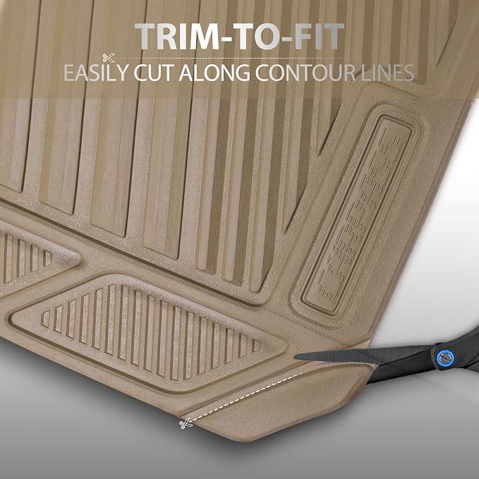 CAR PASS Rubber Car Mats, Waterproof Car Floor Mats All Weather Car Mat Full Set 3 Piece, Tan Automotive Floor Mat Trim to Fit for Cars Sedan SUVs Trucks, Anti-Slip Easy Clean, All Beige - Image 8