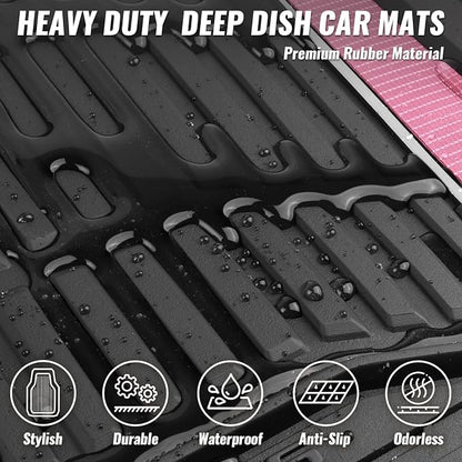CAR PASS Heavy Duty Rubber Car Floor Mats, Deep Waterproof Car Floor Mats All Weather, Aluminum Film Floor Mats for Cars Non-Slip Universal Trim to Fit for SUVs Trucks Sedans Vans, Black Pink Metallic - Image 7