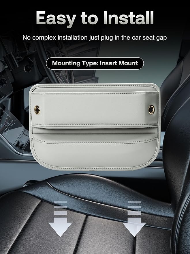 Premium Leather Car Seat Gap Filler Organizer (0.2”-1.2" Gaps), Clever Gifts for Car SUV Truck Owners (Beige, 1 Pack) - Image 7