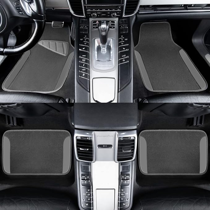 CAR PASS Waterproof Universal Fit Car Floor Mats, Car Mats Fit for SUV,Vans,sedans, Trucks,Set of 4pcs Car Carpet with Driver Heel Pad (All Gray) - Image 3