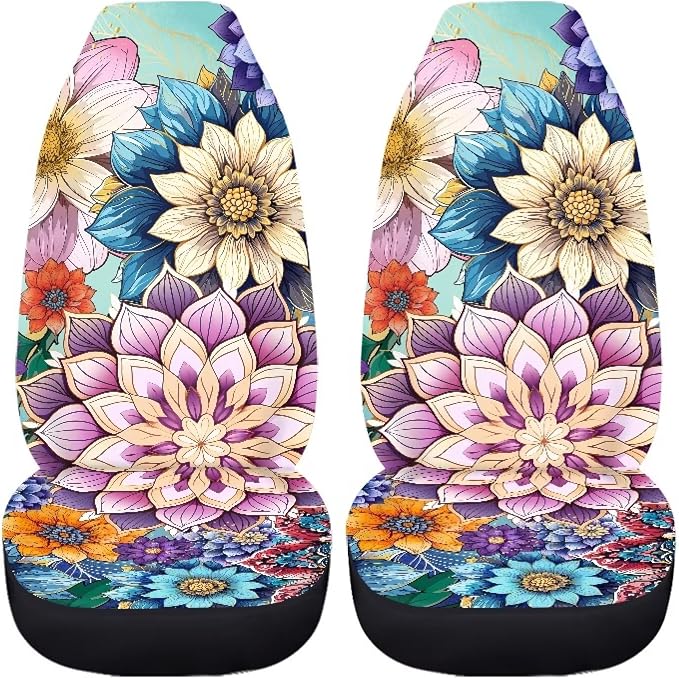 Bohemian Flower Car Seat Cover Front Bottom Seat Cushion Cover, Front Seat Covers Universal Fits Most Cars, SUVs, and Trucks, Washable and Easy to Install - Image 3