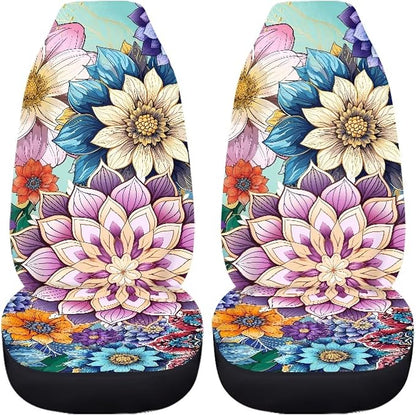 Bohemian Flower Car Seat Cover Front Bottom Seat Cushion Cover, Front Seat Covers Universal Fits Most Cars, SUVs, and Trucks, Washable and Easy to Install - Image 3
