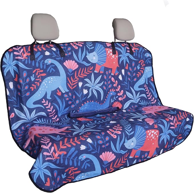 Back Seat Cover for Car Trucks Van SUV Jeep,Waterproof Rear Bench Towel Seat Covers for Dogs and Kids,Automotive Backseat Protector (Dinosaur) by LoyaGour
