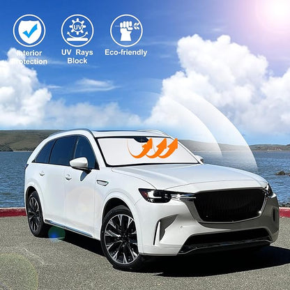 Windshield Sun Shade for 2024 2025 2026 Mazda CX90 CX-90 | Full covered for windshield, Foldable & Durable, Block UV Rays, Reduce Heat, Easy to install, Keep Car Cooler - Image 5