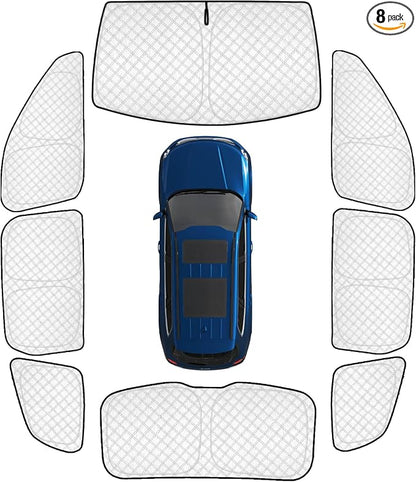 KMF 8pcs Thicken Sun Shades for KIA Telluride 2020-2025 2026 Accessories,Custom Fit Windshield Sunshade Full Car Window Covers for Side Rear, UV Block and Blackout Privacy for Camping Outdoor by KMF