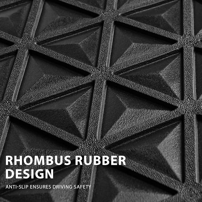 CAR PASS Bling Diamond Car Mats Rubber Floor Mats Full Set Anti-Slip 3D Rhombus Waterproof Trim to Fit Liner Universal Glitter Crystal Sparkly Shining Rhinestone Girl Women SUV Sedan, Silver Diamond - Image 8