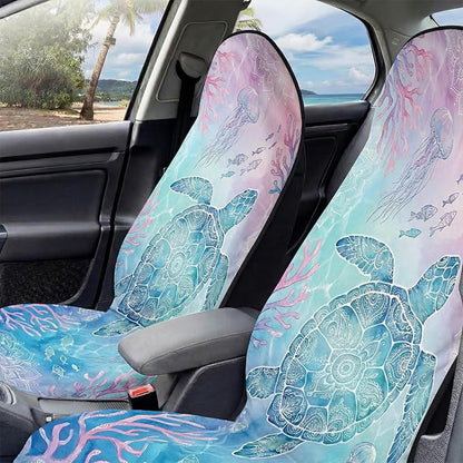 2 Pack Car Seat Towel Covers, Sweat-Proof Microfiber Seat Protectors for Gym, Running, Beach & Workout, Breathable Quick-Dry, Machine Washable, Coral Sea Turtle Print, Universal Fit - Image 5