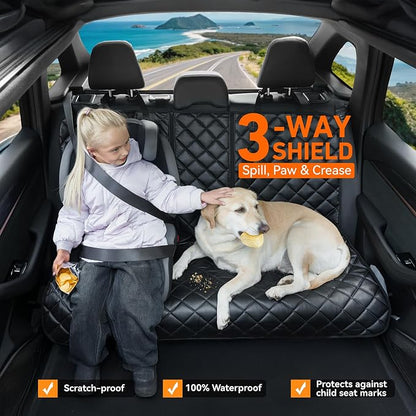 Dog Car Seat Cover for Back Seat,PU Leather Truck Back Seat Cover,XL,Black | Waterproof,Nonslip,Heavy-Duty Bench Seat Covers for Trucks Ford F150/Chevrolet Silverado/Ram1500/GMC Sierra/Toyota - Image 3