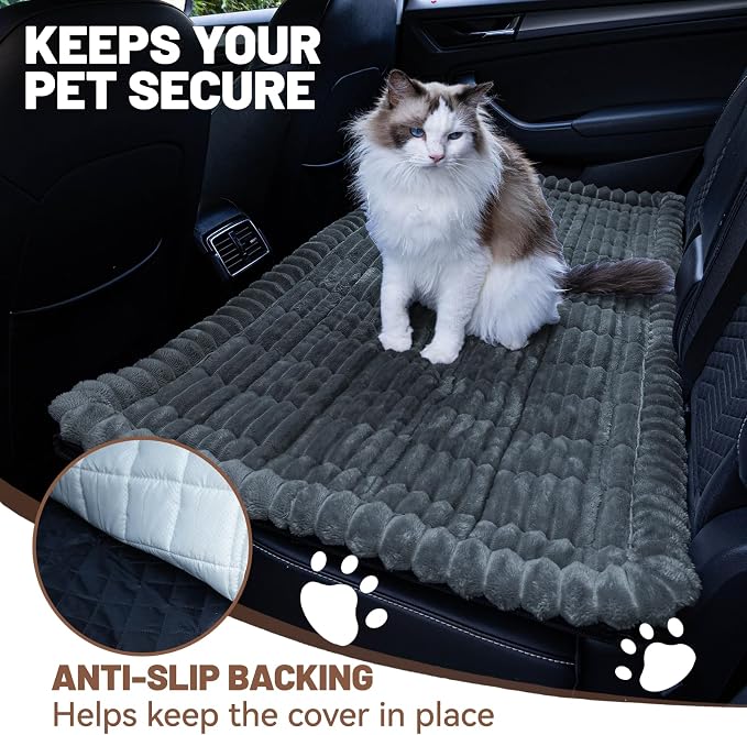 Dog Car Seat Waterproof Bed Cover Back Seat Dark Gray 23.6”x51” | Nonslip Soft Comfortabl Pet Bed Mat Car Blanket for Travel Backseat Extender Seat Covers Dog Bed for Cars Trucks and SUVs - Image 3