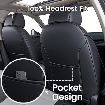 HKZ Custom Fit Civic Seat Cover Full Set for Honda Civic 4 Door (Hatchback Sport 2022-2026)&(Hatchback LX 2022-2024) 5-Seats Full Set,Leather Seat Protector(Black+Grey) - Image 4