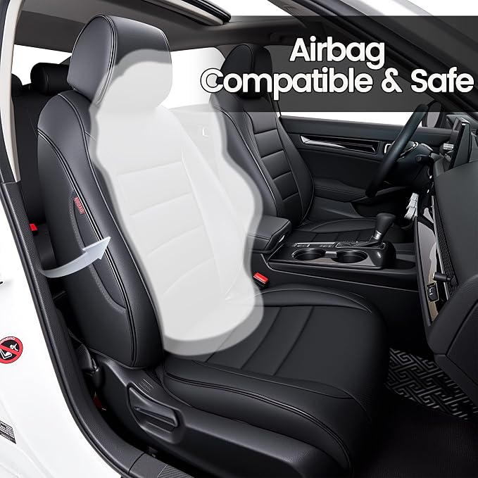 HKZ Custom Fit Civic Seat Cover Full Set for Honda Civic 4 Door Sedan-Only (Sport 2022 2023 2024) & (LX 2022-2026),5-Seats Full Set,Leather Seat Protector(Black) - Image 5