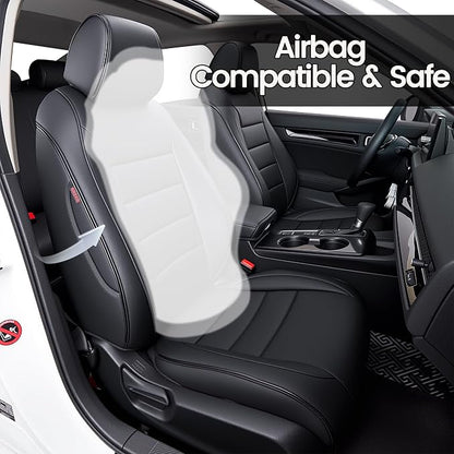 HKZ Custom Fit Civic Seat Cover Full Set for Honda Civic 4 Door Sedan-Only (2022 2023 2024 EX)&(2025-2026 Sport),5-Seats Full Set,Leather Seat Protector(Black) - Image 5