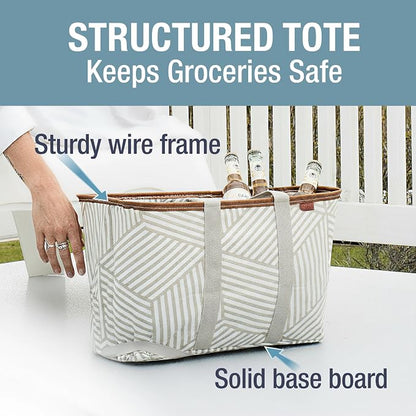 CleverMade Collapsible Tote LUXE, 30L Structured Tote Bag with Handles | Pack It All Without the Floppy-Bag Fight | Steel Rim Stays Open, Soft Grips Carry 30 lb, and Tote Folds to 1.5 Inches - Image 2