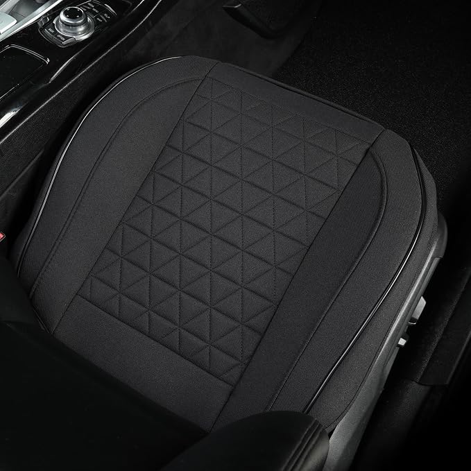 West Llama Linen Front Car Seat Cover Protector Anti-Slip Bottom Seat Cover Fits 95% of Vehicles,Wrapping Around The Bottom,Triangular Pattern(Black-1Pcs) - Image 2