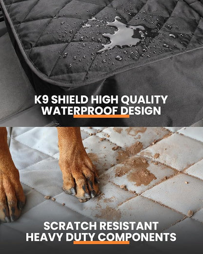 4Knines Dog Rear Seat Cover for Fold Down Seats - Fitted, Grey Regular | Heavy-duty split design fits 60/40 and 50/50 fold-down seats. No Hammock. K9-Shield waterproof layer. Non-slip backing. - Image 7