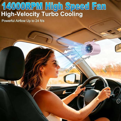 Car Clip On Fan,Portable Cooling Fan for Car with LED Display,360° Rotating Mini Fan,199 Speed Settings,USB Rechargeable 1500mAh Backseat Fan for Cars Without AC, Stroller,Office, Camping - Image 2