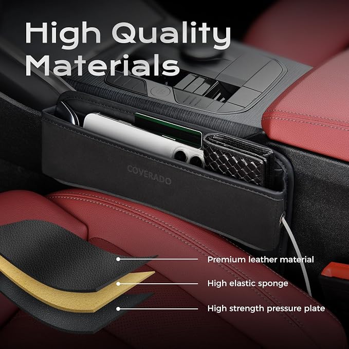 Coverado Universal Car Seat Gap Filler Organizer, Premium Suede Leather Car Seat Side Gap Filler, Seat Gap Storage Box for Suv Truck, Car Interior Accessories - Image 4