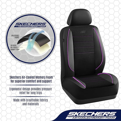 Skechers Air-Cooled Memory Foam Seat Covers,Mesh Thick Car Seat Covers,Piping Leather Car Seat Covers Front Seats,Airbag Compatible,Automotive Comfort Universal FitMost Cars,Vans,Truck,SUV,Purple - Image 4