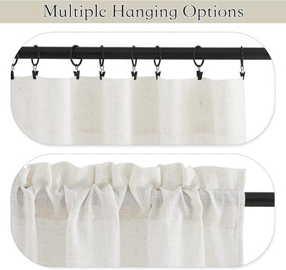 RYB HOME Long Sheer Curtains 108 inches Long for Living Room | Linen Textured Semi Sheer, Privacy & Light Airy, for Bedroom Nursery Canopy Bed, Linen, Rod Pocket, W70 x L108, 2 Panels - Image 4