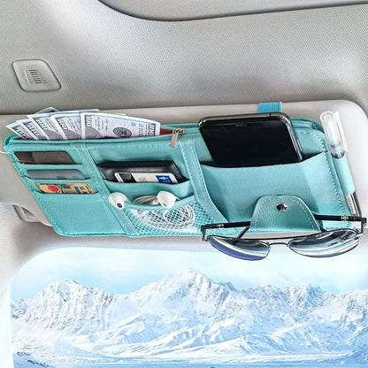 Keedolla Blue Car Sun Visor Organizer, Auto Car Sun Visor Gift Card Holder Storage Organizer Travel Document Holder with Zipper Pocket for Sedan, Trucks, SUV by Keedolla