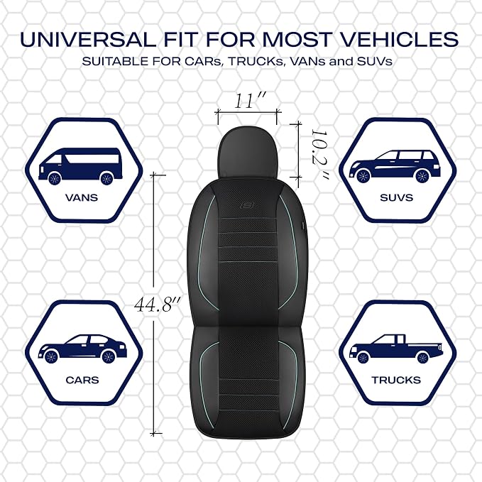 Skechers Air-Cooled Memory Foam Seat Covers,Mesh Thick Car Seat Covers,Piping Leather Car Seat Covers Front Seats,Airbag Compatible,Automotive Comfort for Most Cars,Vans,Trucks,SUV(Mint,Two Front) - Image 5