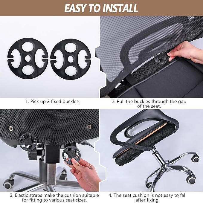 MYFAMIREA 2PCS Car Seat Cushion Pad 1.2" Thick Comfort Seat Protector for Car Driver Seat Office Chair Home Use Memory Foam Seat Cushion with Non Slip Bottom, 20'' x 18.5'', Dark Gray - Image 5