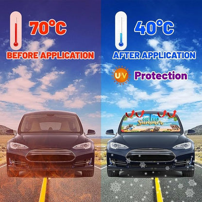 CHILL·TEK Funny Raccoon Car Windshield Sun Shade Umbrella Hawaiian Raccoon Car Sun Shade Umbrella Block UV Rays Heat Foldable Windshield Umbrella Sun Visor Protector - Keep Vehicle Cool for Cars SUV - Image 6