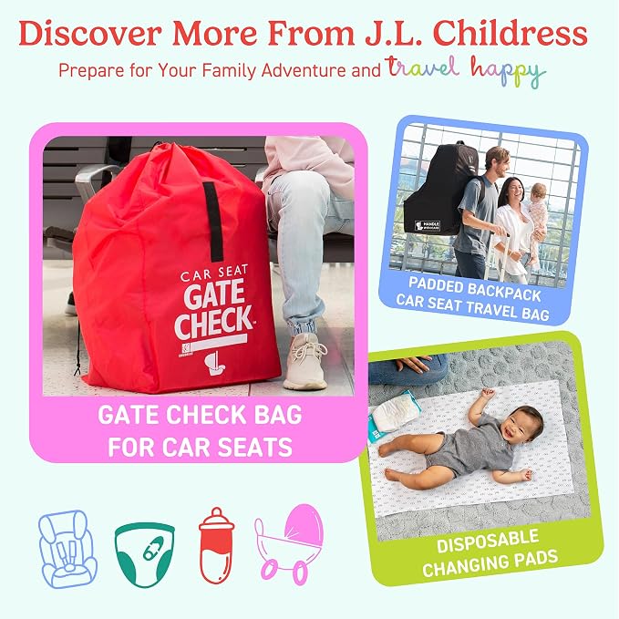 J.L. Childress Gate Check Travel Bag for Single & Double Strollers DLX Blue | AirTag compatible Gate Check Bag with shoulder straps keeps strollers protected & identifiable when airport gate checking - Image 10
